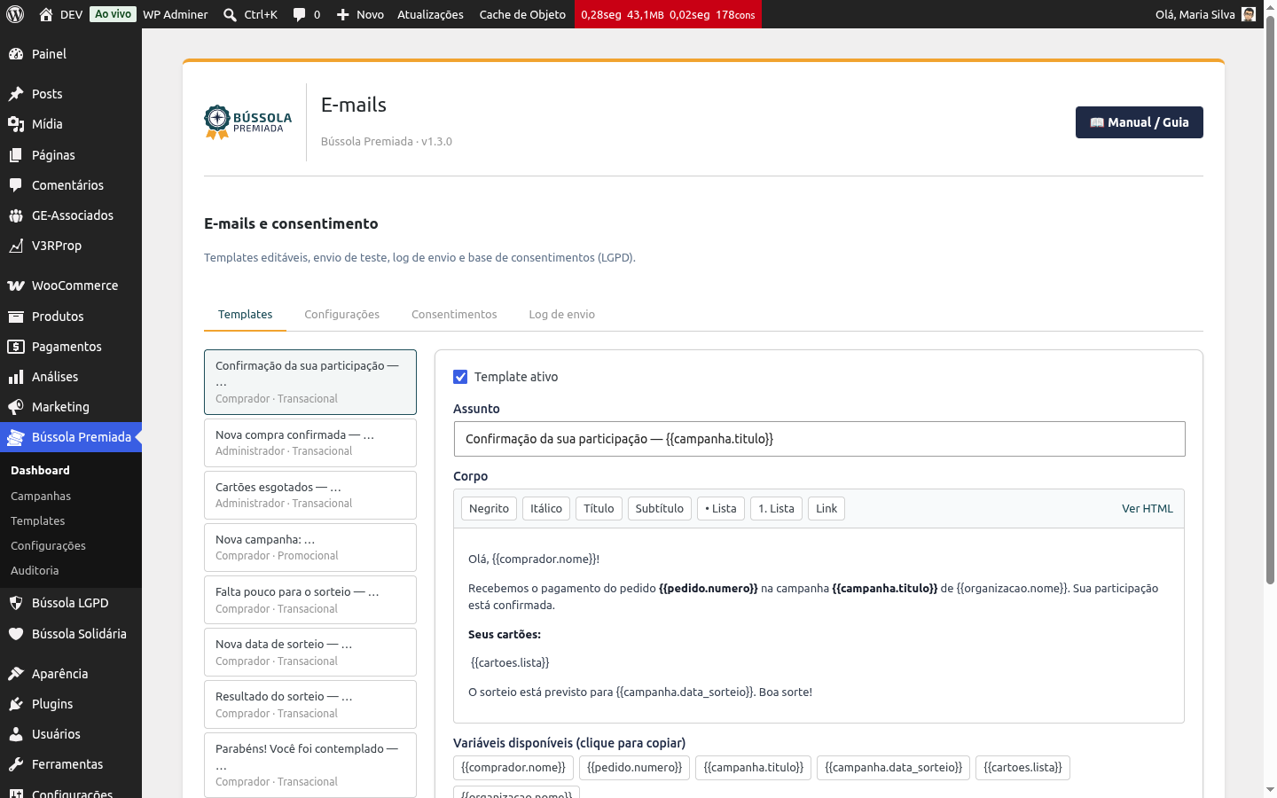 Templates de e-mail