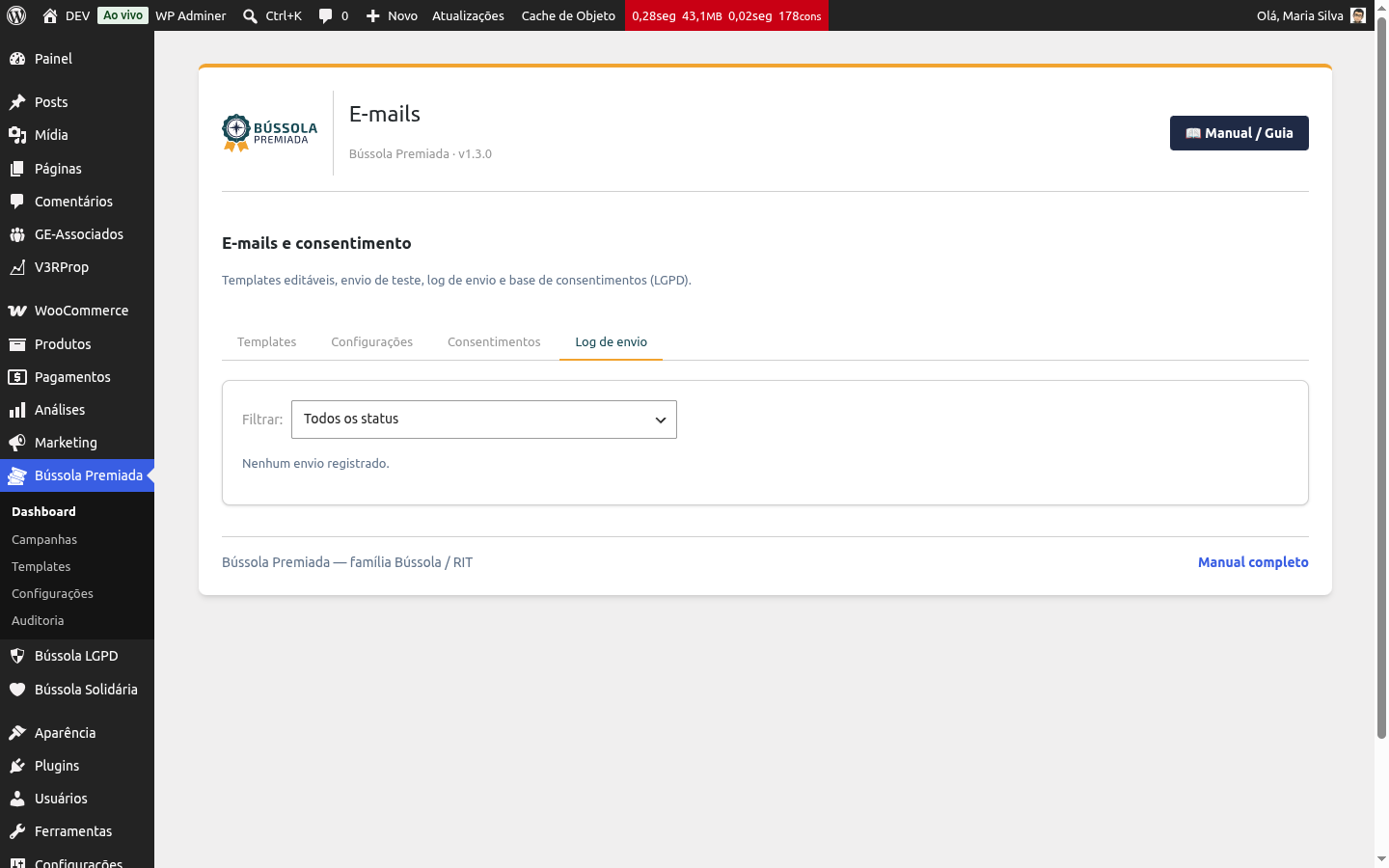 Log de envio